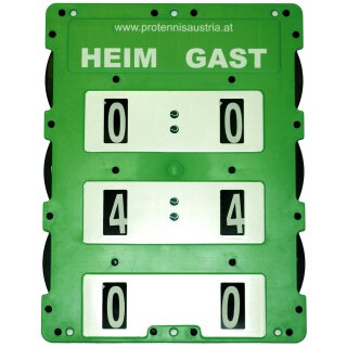 ProTennisAustria Spielstandsanzeige 60 x 46 cm Premium Zähltafel  - Tennis Scoreboard Neo - Grün