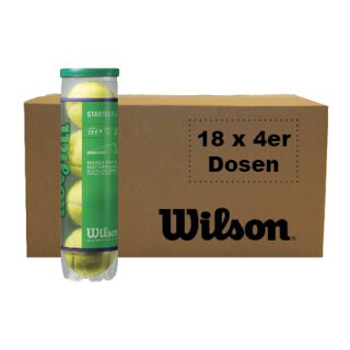 Wilson Starter Play Green Tennisbälle Kinder - 72 Stück - Karton 18x 4er Dosen - Kinderball Green Court Kids Tennis Kinderkurse