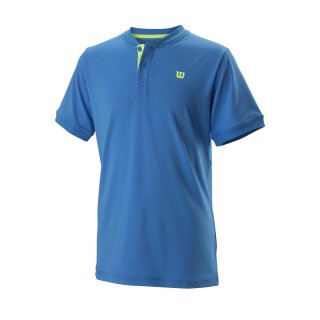 Wilson Uwii Henley T-Shirt - Tennis Shirt Jungen - Blau Grün Kinder