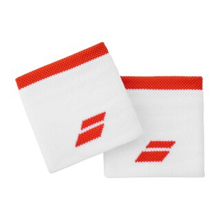 Babolat Logo Wristband - White/Fiesta Red