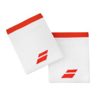Babolat Logo Jumbo Wristband - White/Fiesta Red