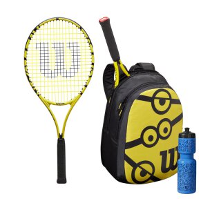 Wilson Minions 25 Junior Kit - Kinder Tennis Set - Tennisschläger Kinder, Rucksack und Trinkflasche - Tennistasche Kinder