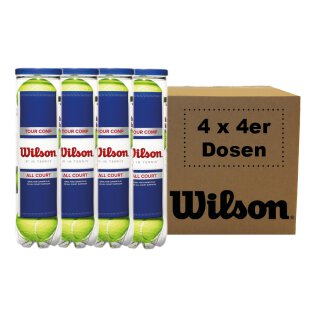 Wilson Tour Comp All Court Tennis Balls - 16 Balls - 4x4 Cans