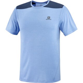 Salomon Outline SS Tee - T-Shirt - Herren Laufshirt Wandershirt- Provence, Mood Indigo Hellblau