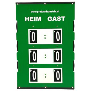 ProTennisAustria Spielstandsanzeige Zähltafel 60 x 46 cm - Scoreboard - Grün Schwarz