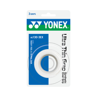 Yonex Ultra Thin Tennis Griffbänder - 3er Packung Griffband Rolle - Synthetic Over Grip - Weiß