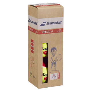 Babolat Red Felt X3 Kids Tennisbälle Kinder 6-8 Jahre - 72 Bälle - 24x3er Pack - Kinderball Red Court Kids Tennis Kinderkurse