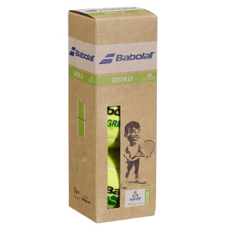 Babolat Green X3 Kids Junior Tennisball - 72 Bälle 24x3er Dosen - Kinderball Green Court Kids Tennis Kinderkurse